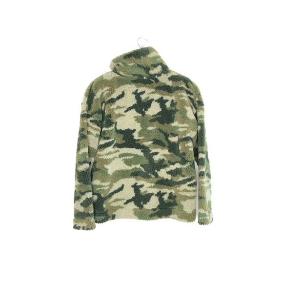 J.Crew Snap Collar Sherpa Fleece Camo Pullover Jacket Size Small - Picture 5 of 11